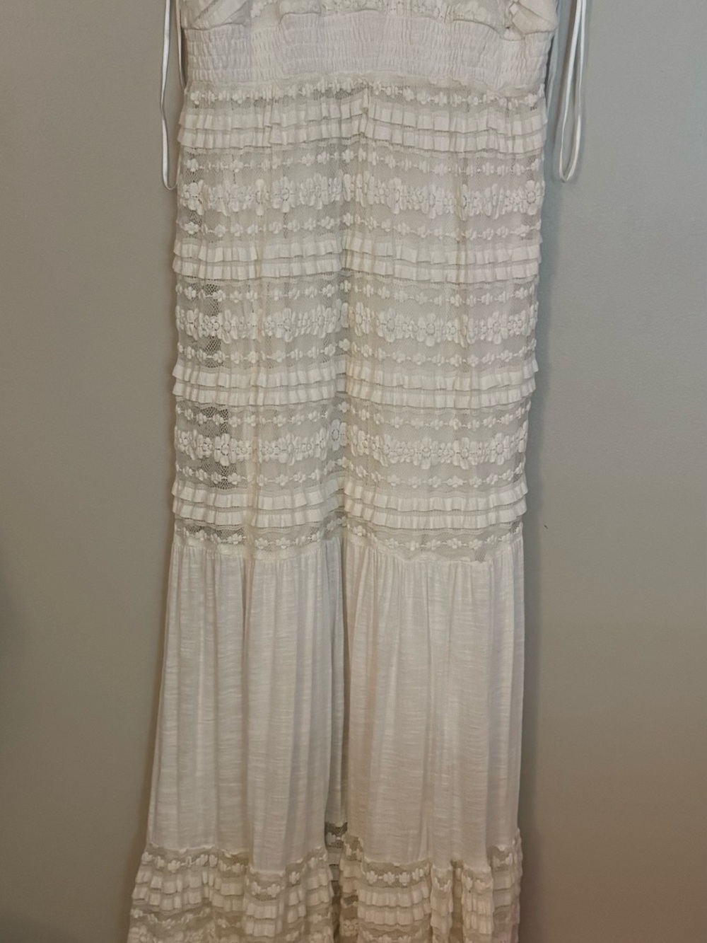 A Pea in the Pod Cream Textured/Layered Maxi Dress